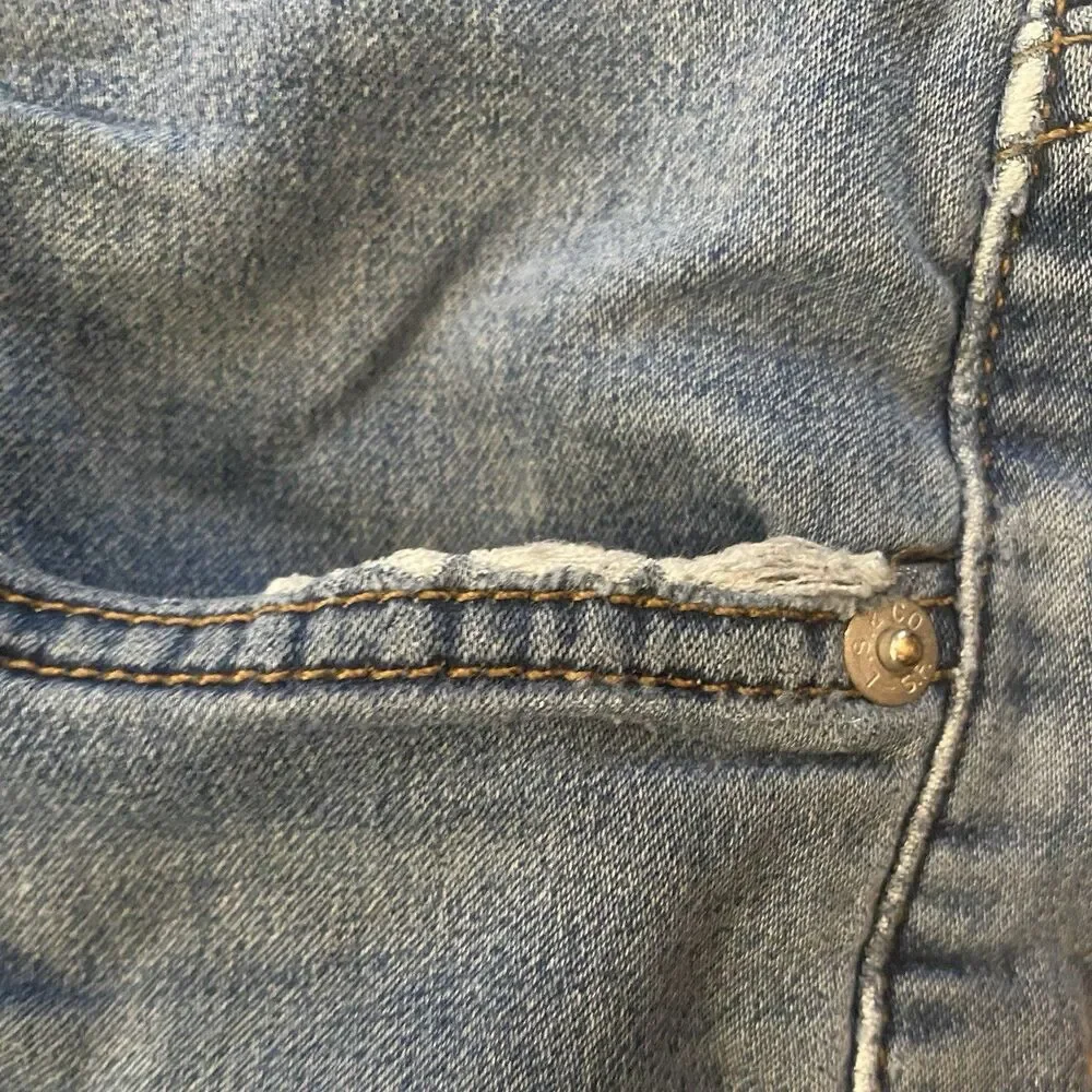 Signature Levi’s Mid Rise Straight Leg Jeans 29x30 Distressed - Picture 13 of 16